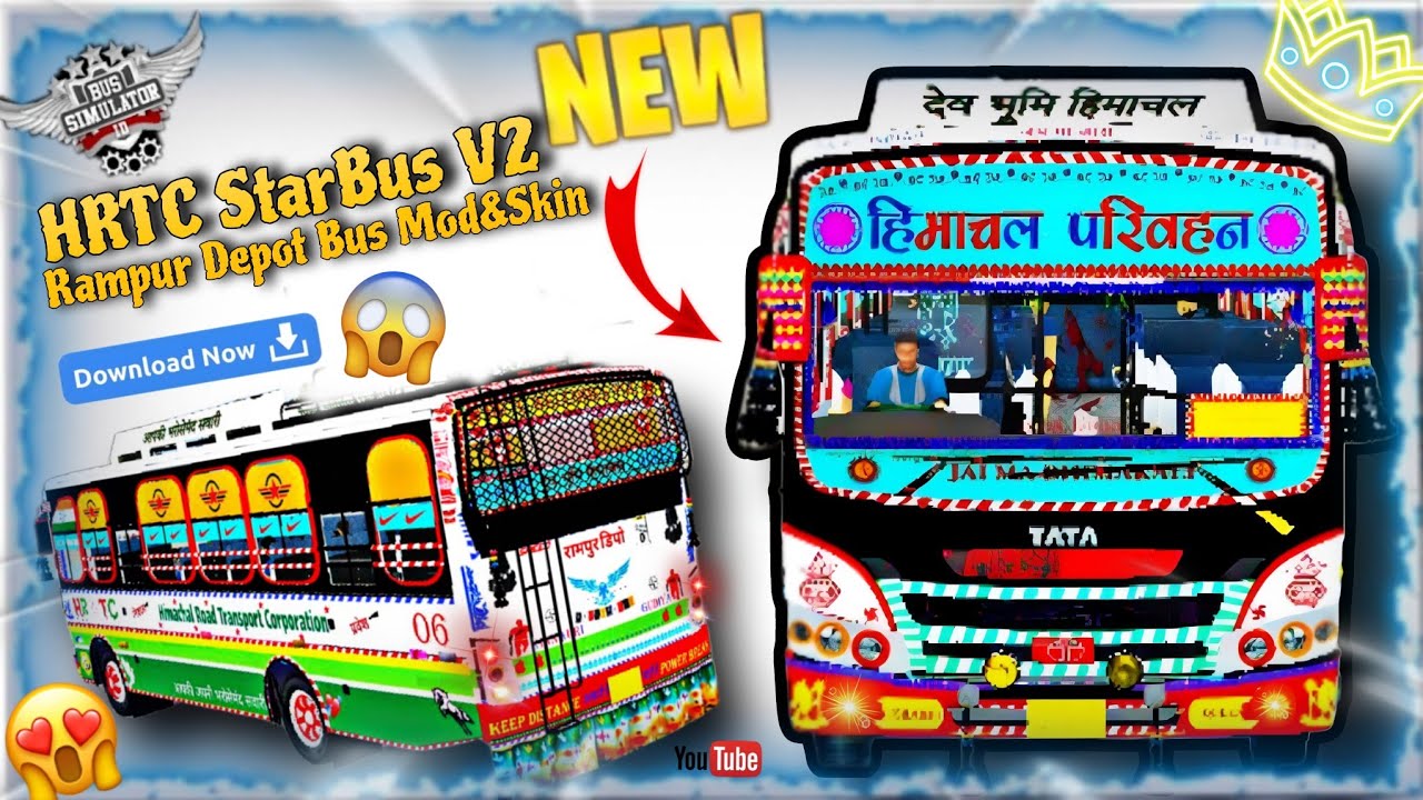 HRTC Rampur Depot Star Bus Skin V2 & Mod ||Rampur To Delhi Star Bus Mod|| Download Now😍❤️#bussid