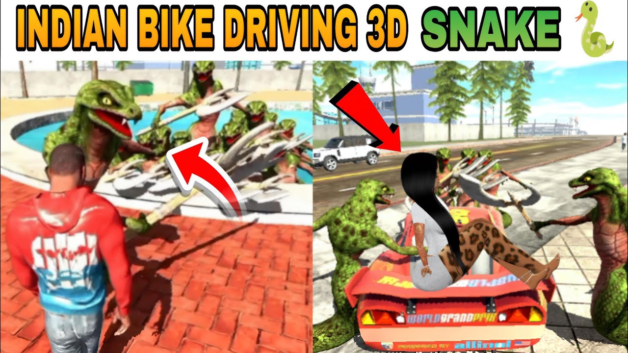 Snake Monster Attack in Indian Bike Driving 3D Funny Gameplay 🤣🤣