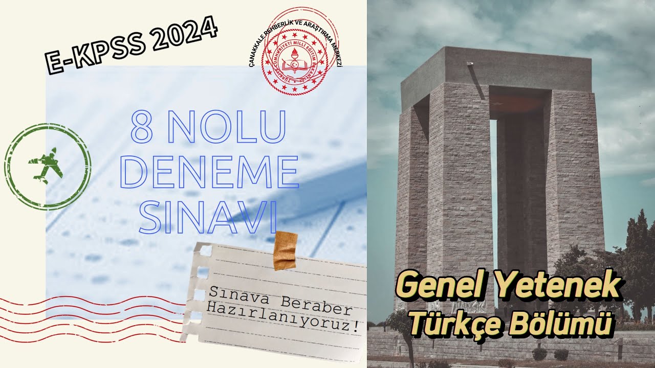 8 Nolu EKPSS Deneme Sınavı Genel Yetenek Türkçe Bölümü