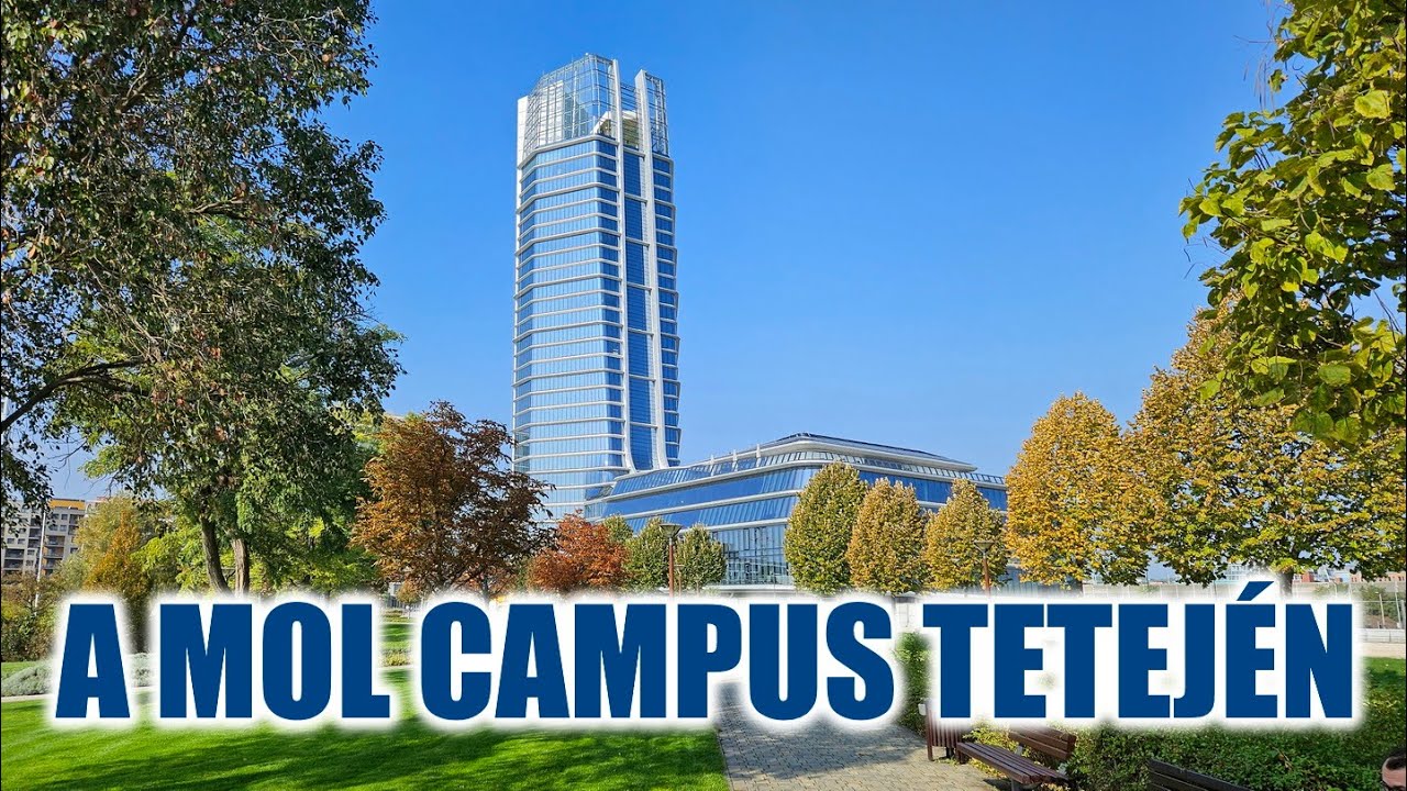 Panoráma a MOL Campus tetejéről, a 120m magas SkyDeck Kilátóteraszról.