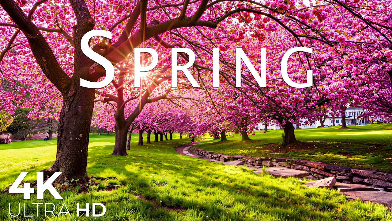 Spring Flowers 4K - March 2026 🌸 Endless Tulip Fields, Sakura Valleys & Bright Morning Landscapes
