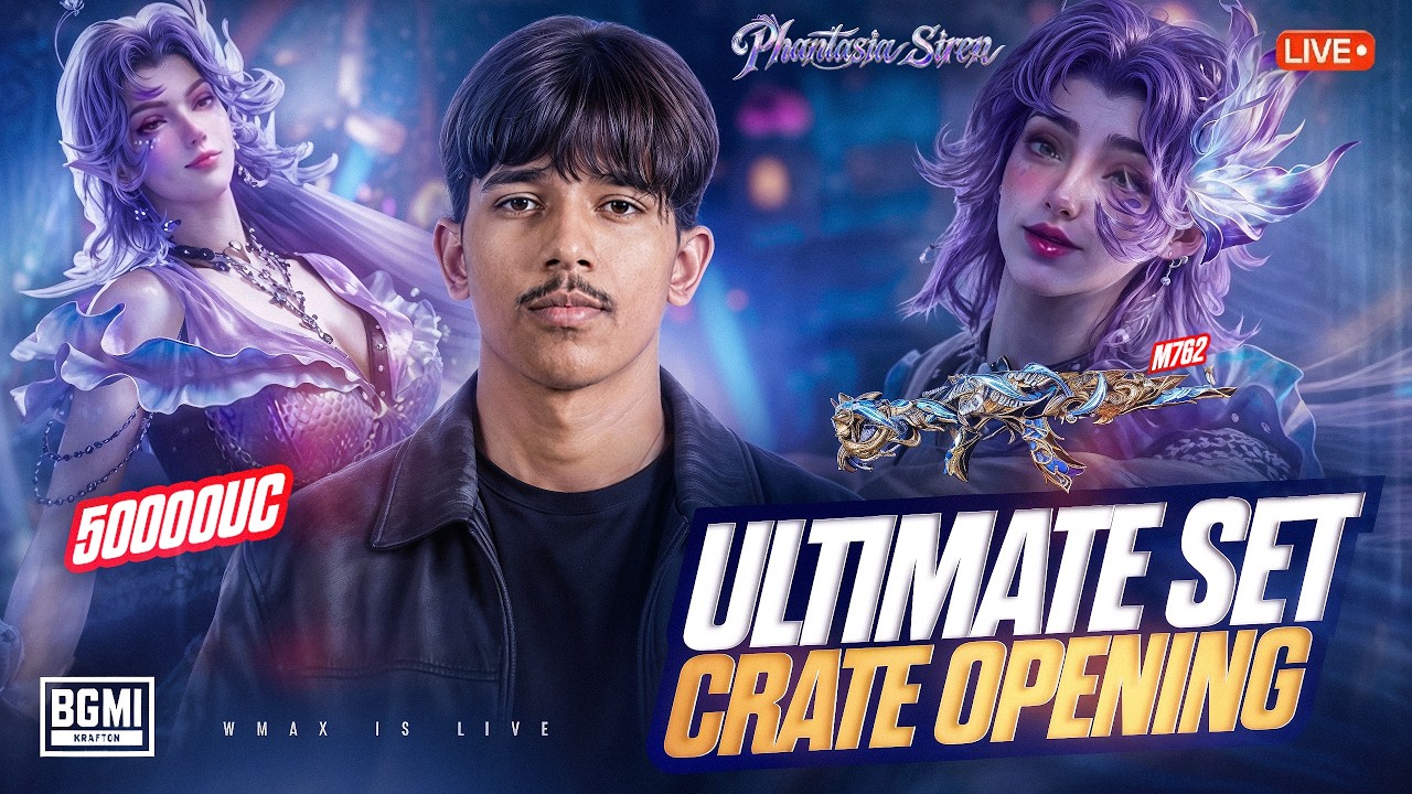 50,000 UC CRATE OPENING! | PHANTASIA SIREN | BGMI LIVE WITH WMAX