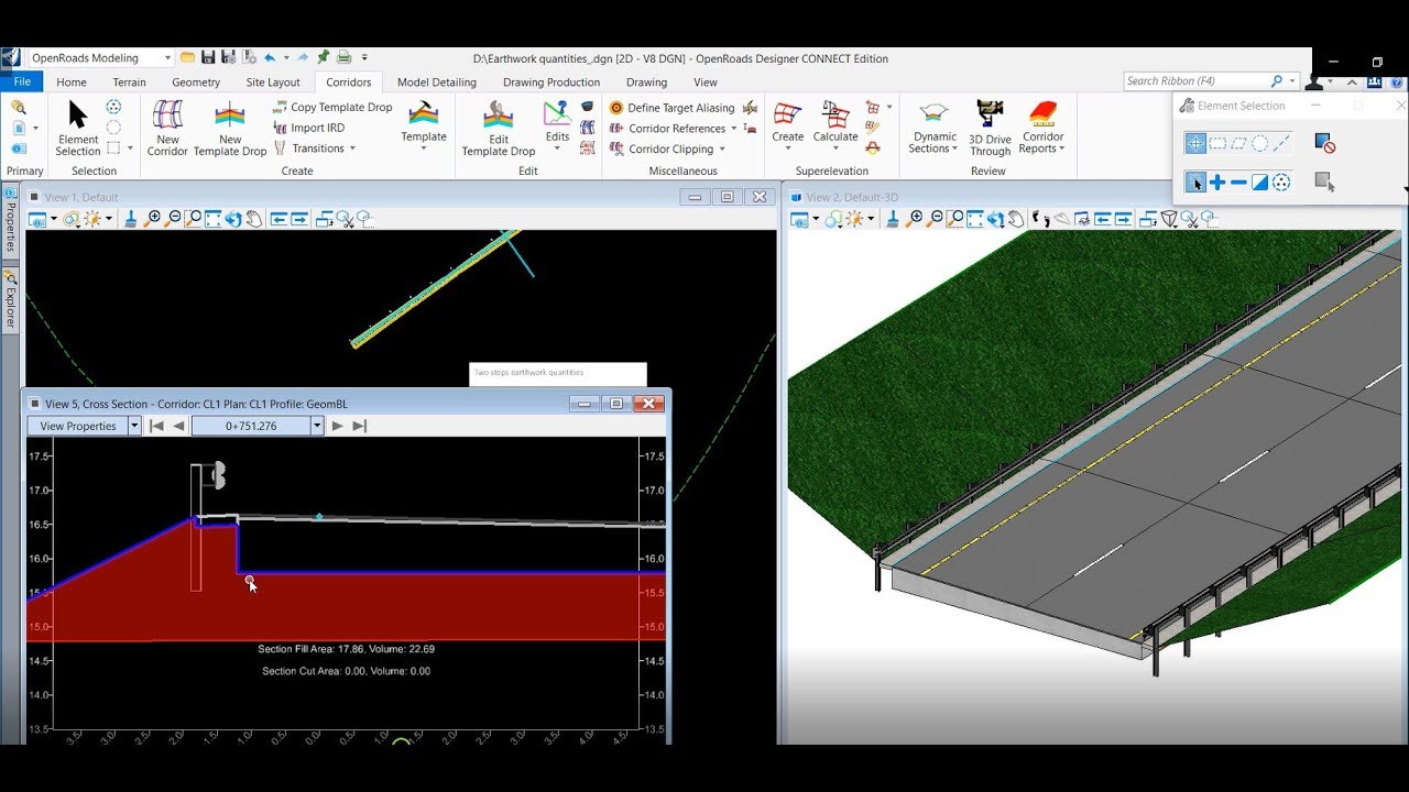 Earthwork Quantities in OpenRoads Designer