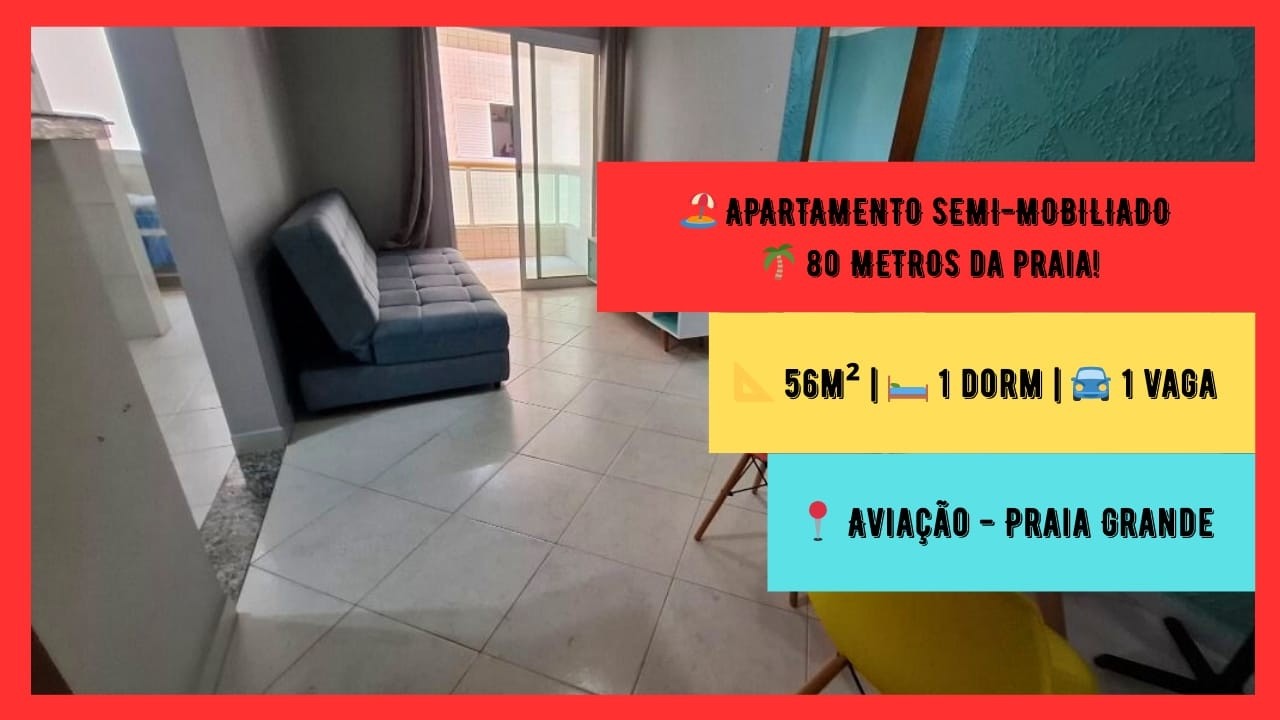 Apartamento com 1 dormitório à venda na Aviação em Praia Grande.