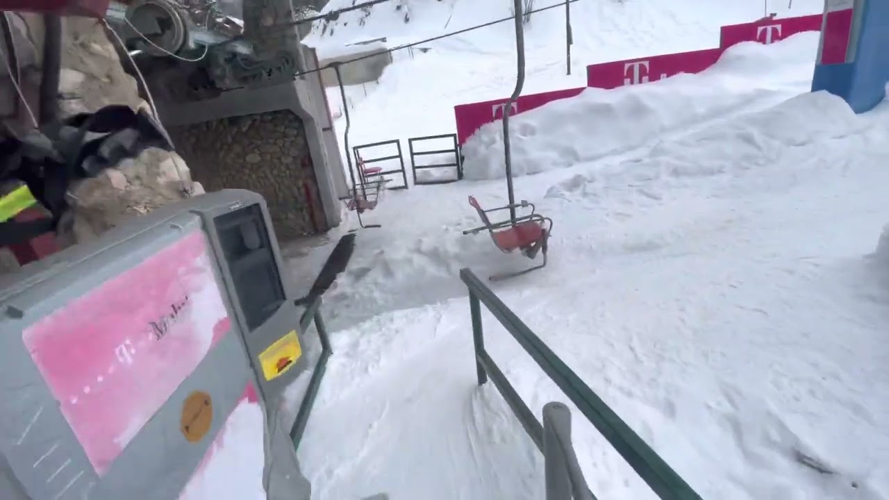 Skiing down from mavrovo peak