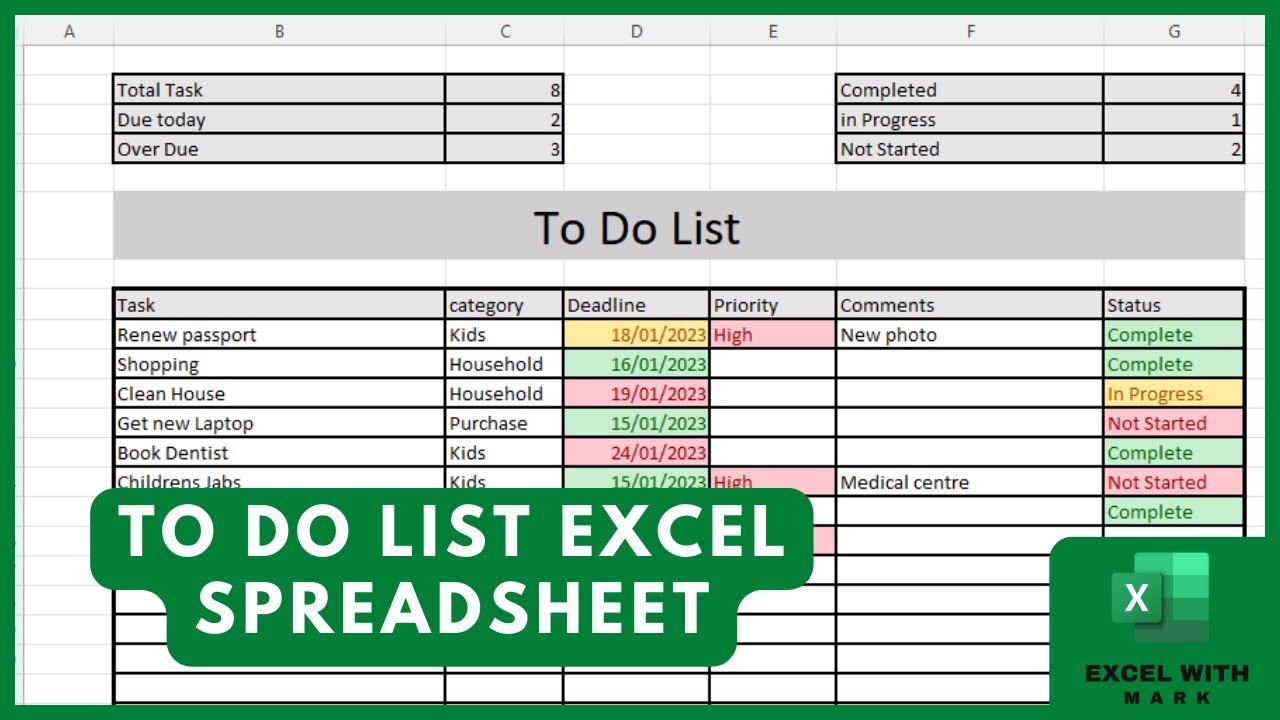 Как составить ежедневный список дел в Excel