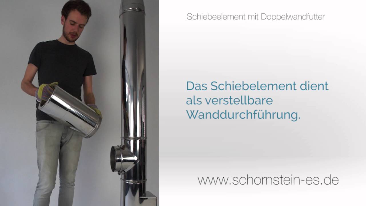 Edelstahlschornstein  Schiebeelement mit Doppelwandfutter