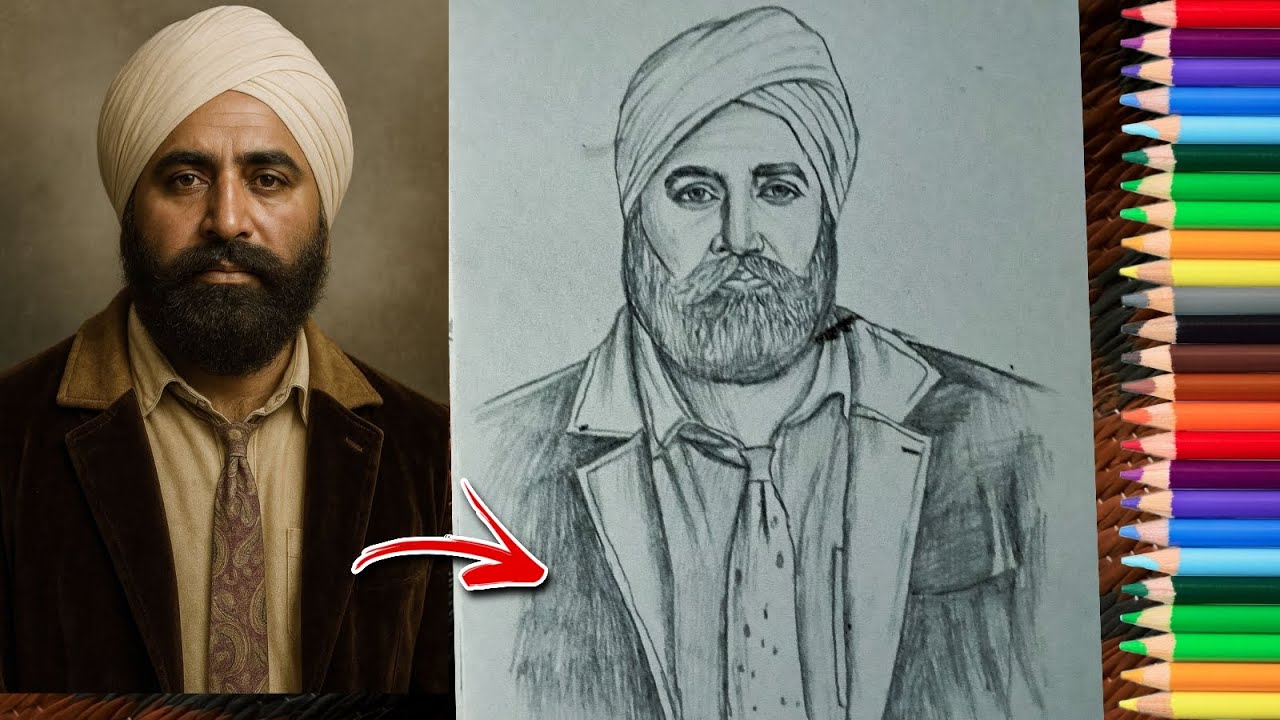 Sardaar Udham Singh, How To Sardaar Udham Singh Drawing Outline Hyper Realistic Video 