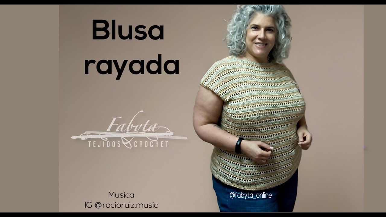 Blusa rayada XL en crochet, fresca y facil de tejer, con un punto simple y hermoso