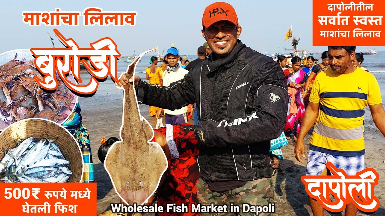 दापोलीतील बुरोंडी येथे होतो मोठा माशांचा लिलाव | Wholesale Fish Market in Burondi Dapoli