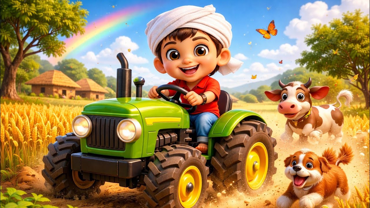 👼🏻छोटू और दोस्तों की ट्रैक्टर सवारी 🚜 | गाँव का मजेदार गाना 🌈 | Indian Kids Village Fun😄