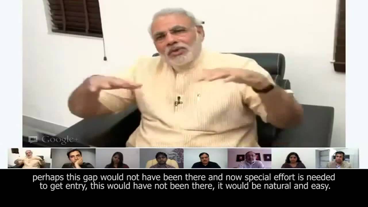 Should youngsters join politics -- Shri Modi's view -- Google+ Hangout (with subtitles)