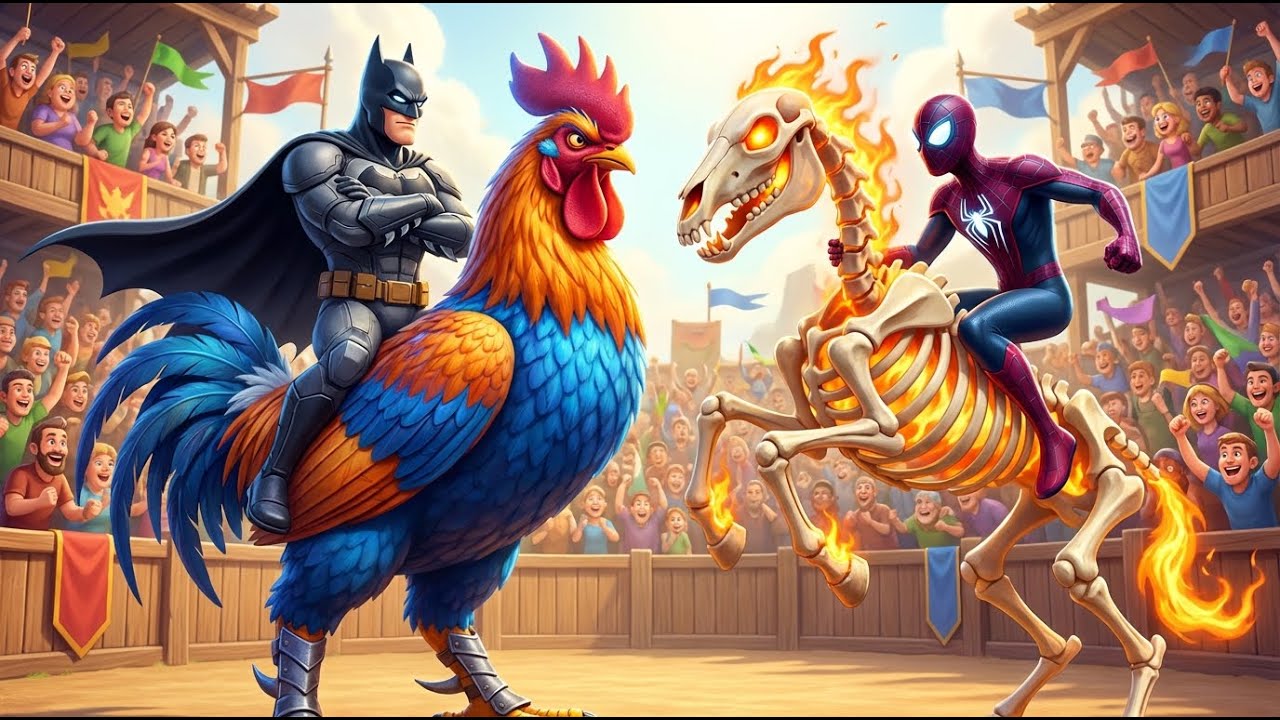 🐓🕷️ Spiderman Wins the Magic Rooster Racing Championship | Epic Cartoon Race
