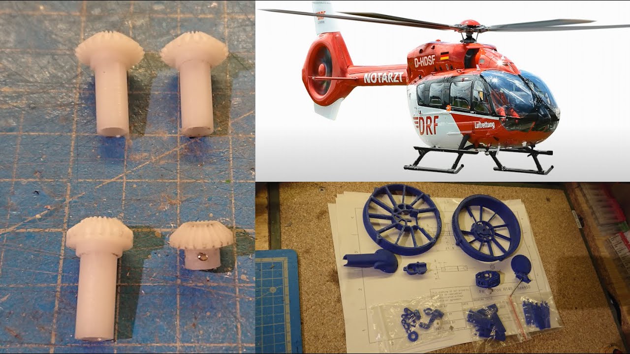 Building modified gearbox with modified original gears, Fenestron 3D printed EC-145 T2 #helicopter