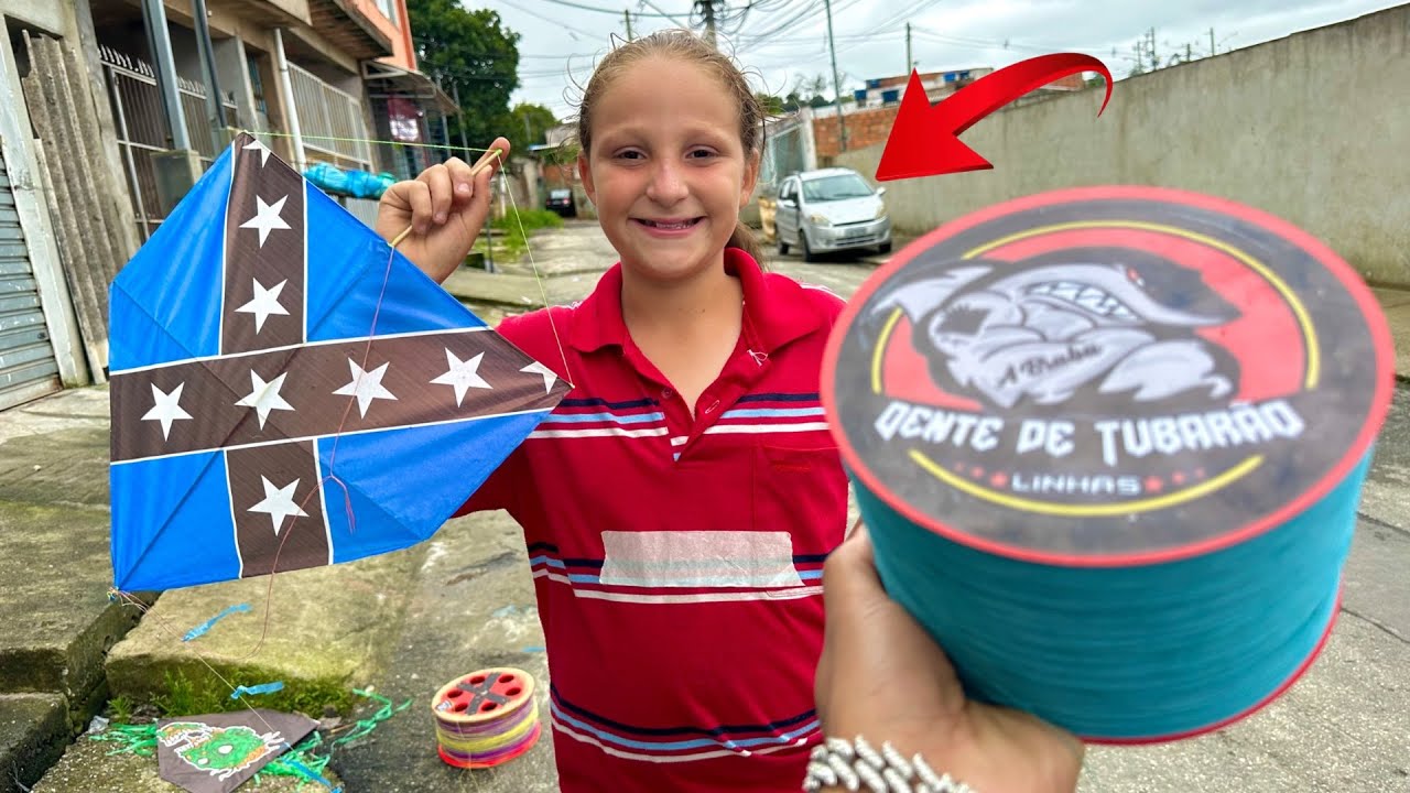 MINI PIPA DE 60cm COM LINHA DENTE DE TUBARÃO - PETERSSOM FICOU MUITO FELIZ!!