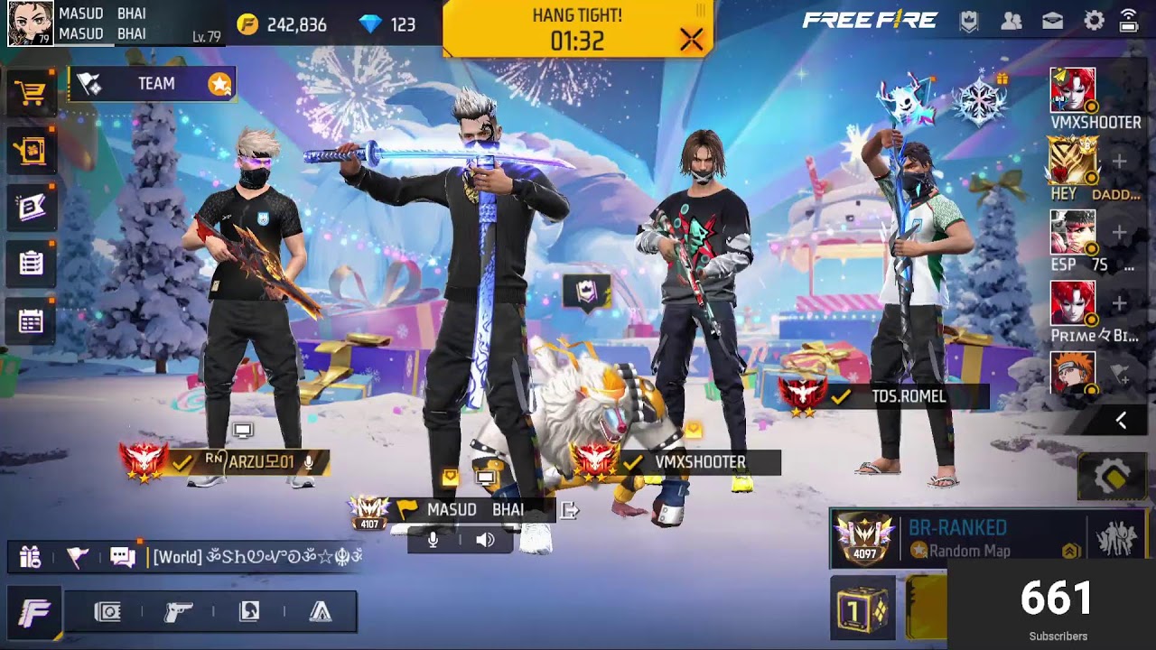 New Grandmaster Top 1 Push V Badge Lobby ❤ FF LIVE ✌ Free Fire LIVE! #ff #freefire #freefirelive