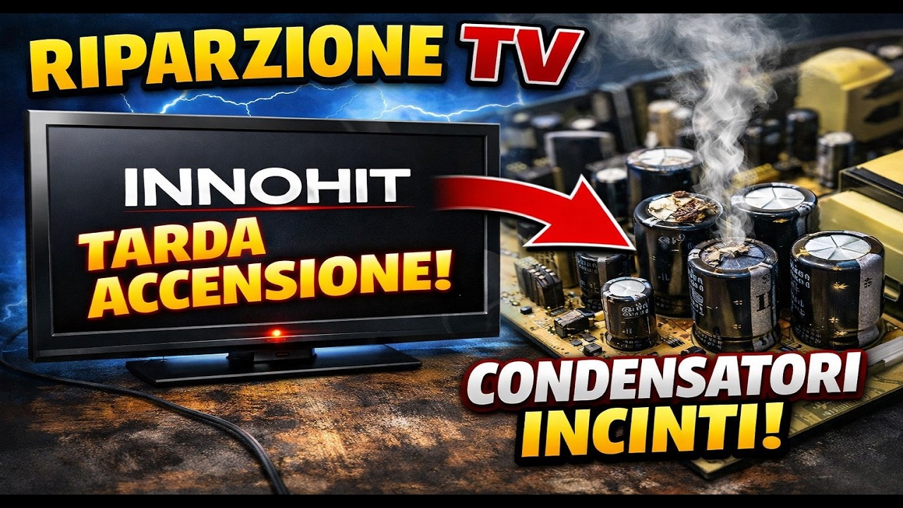 TV Inno Hit IH26855C:  “TV impiega tempo ad accendersi: sostituzione condensatori difettosi”