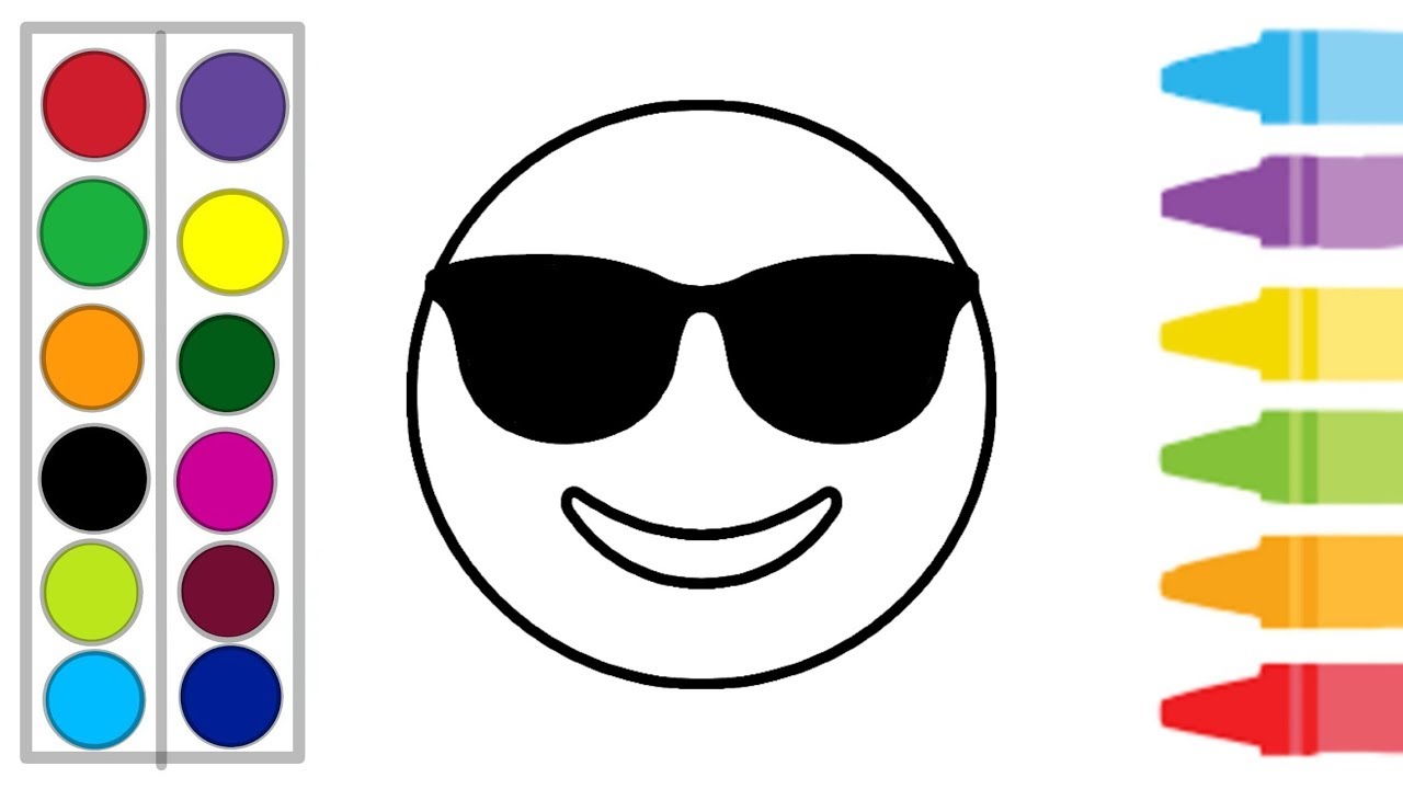 Smiling Face With Sunglasses || How to draw emojis || emojis drawing part 7