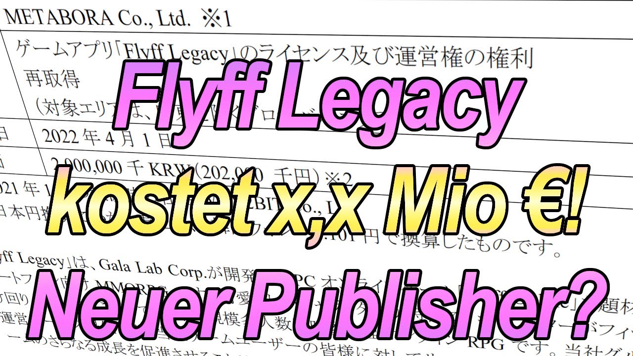 Flyff - Flyff Legacy kostet x,x Mio &euro;! Und schon wieder ein neuer Flyff Publisher?