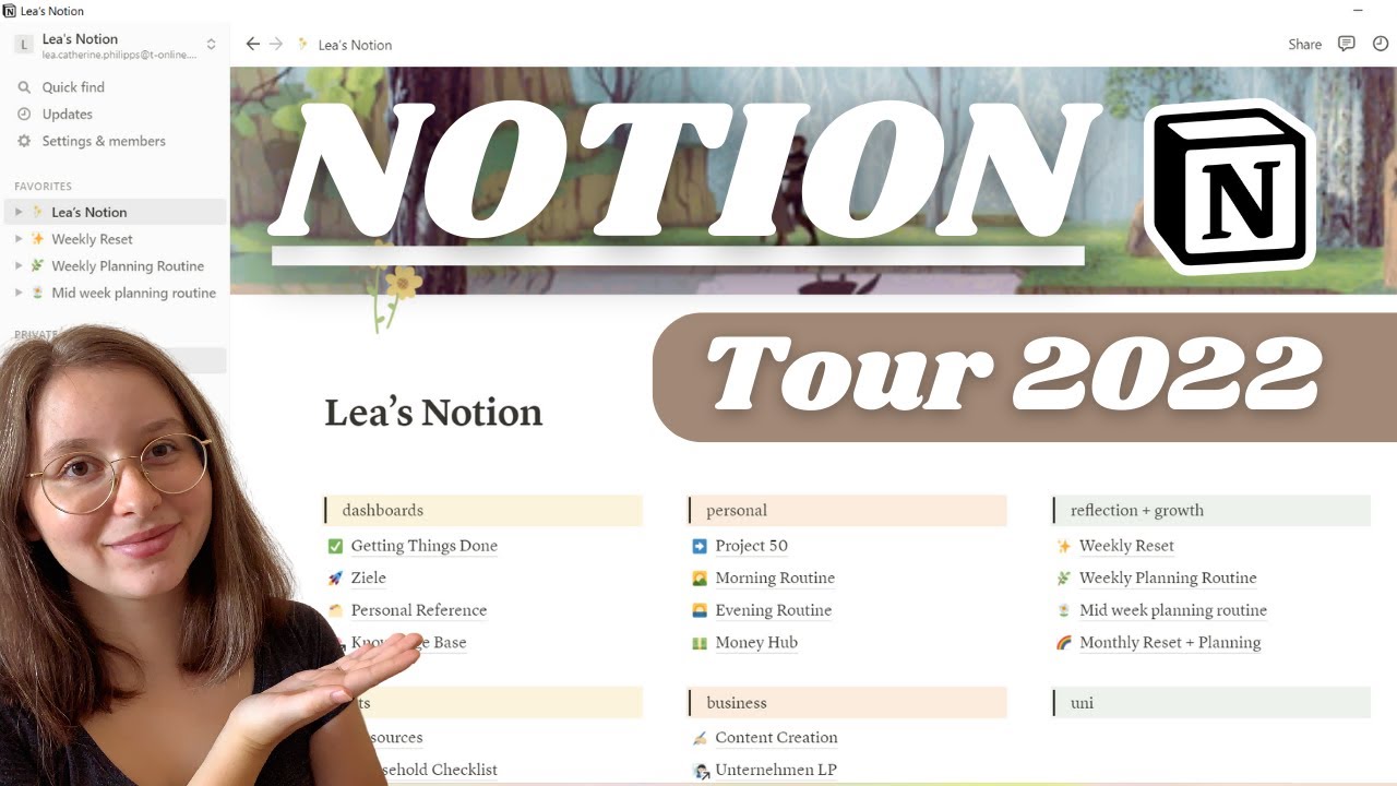 Notion Tour deutsch | Leben organisieren, Ziele setzen und Routinen beginnen | Notion Vorlagen 2022