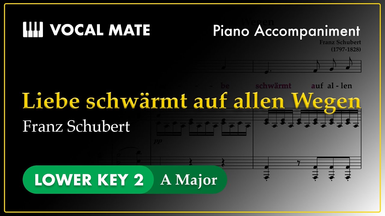 Liebe schwärmt auf allen Wegen - Franz Schubert | A Major | Piano Accompaniment & Highlighted Lyrics
