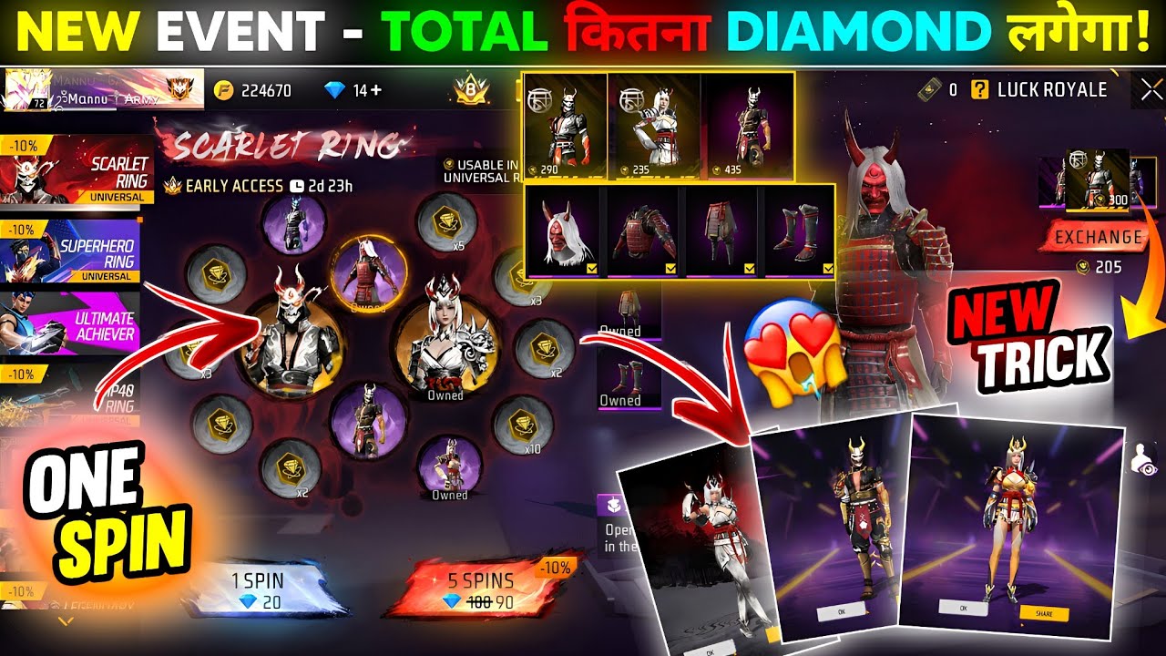 NEW SCARLET RING EVENT FREE FIRE SPIN & Token Price?😍| Free Fire New Event |FF New Event Today