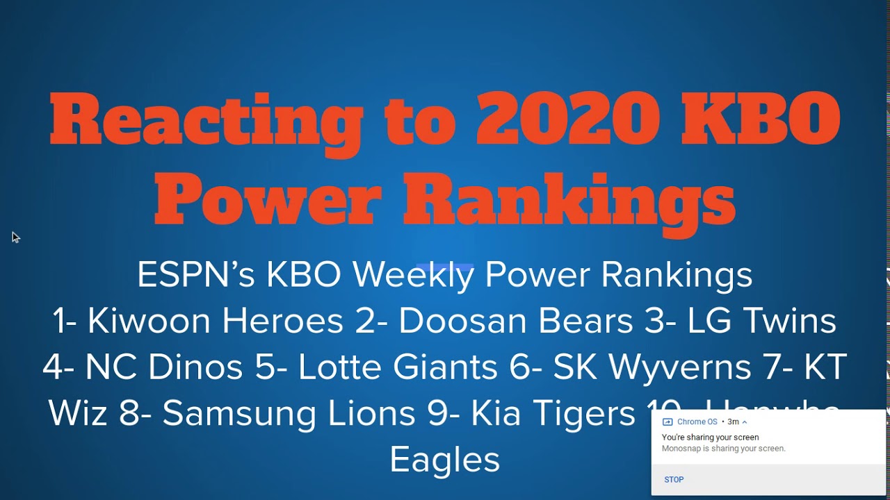 Reacting to 2020 KBO Power Rankings