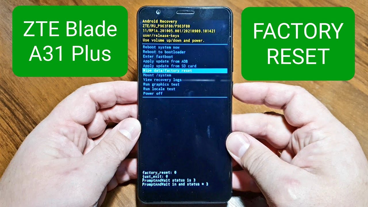 ZTE BLADE A31 PLUS factory reset / сброс до заводских настроек
