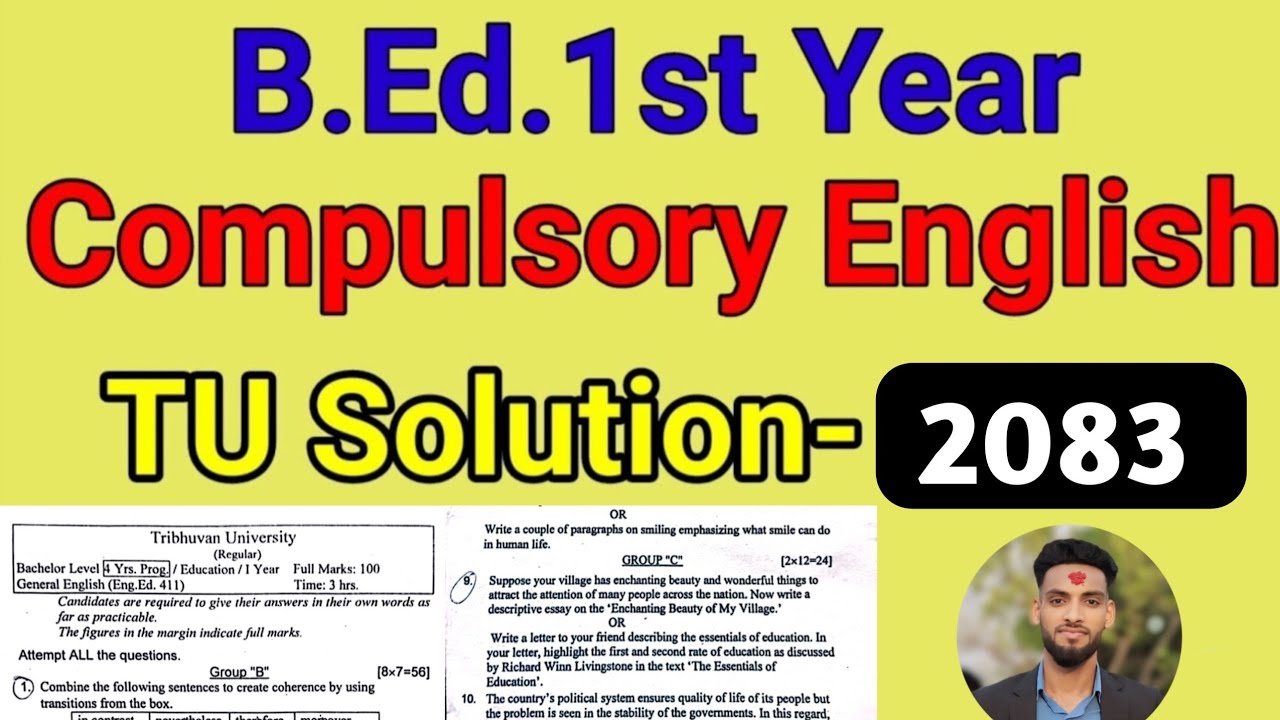 General English B.ed 1st year question Paper with answers 2083 Solution TU Exam In Nepali