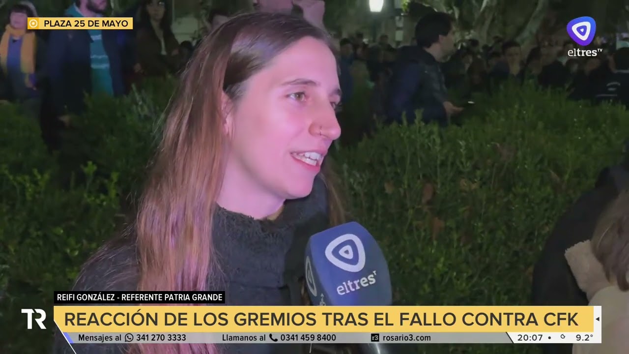 Movilización en Rosario en defensa de Cristina Fernández de Kirchner tras el fallo de la Corte