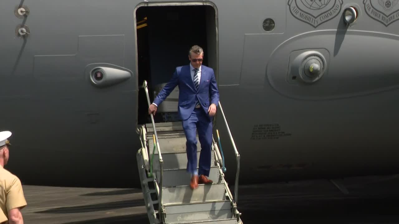 Secretary of Defense Pete Hegseth arrives in Iwo Jima