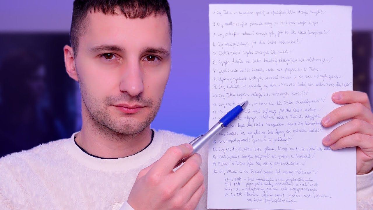 ASMR po polsku 🇵🇱 - Sprawdzam czy Jesteś PSYCHOPATĄ | Test psychopatyczny z pytaniami