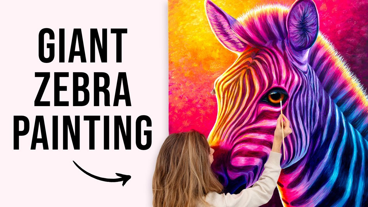 Colourful Zebra Painting Timelapse | How to Paint a Colorful Zebra in Acrylics