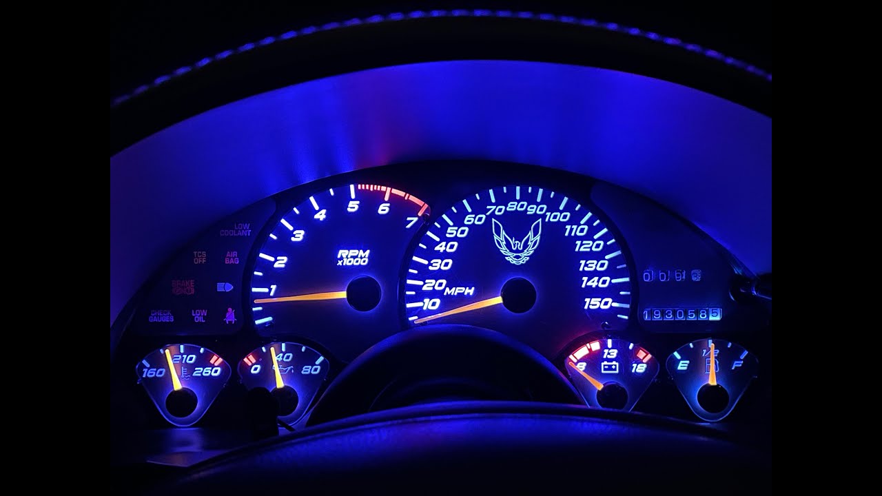 93-02 Pontiac Firebird Trans AM Gauge Overlay with LED backlights