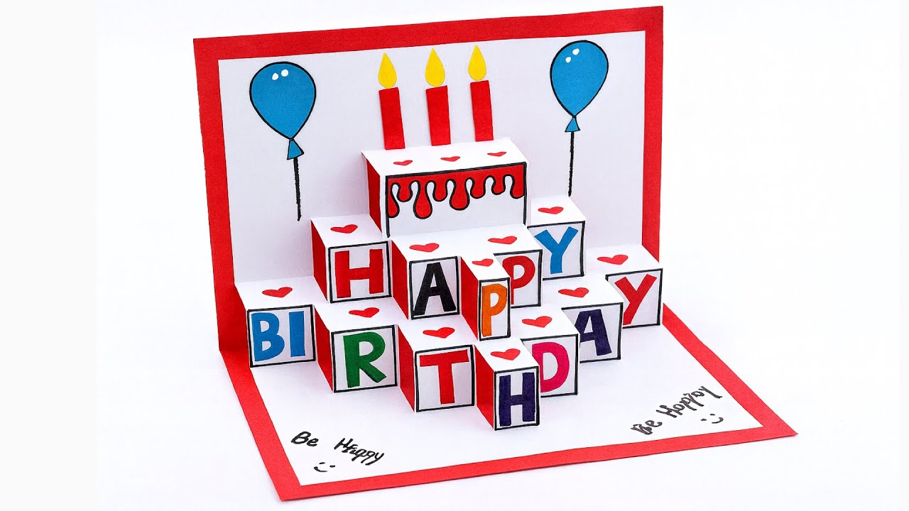 Amazing 3D Pop-Up Birthday Card | Handmade Greeting Card Tutorial | Beautiful 3D Birthday Card 😍