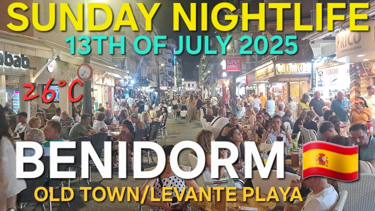 BENIDORM 🇪🇸 NIGHTLIFE 🍸 PACKED LEVANTE ⛱️ & OLD TOWN - JULY 2025 | 4K-HDR Summer Walking Tour #uk