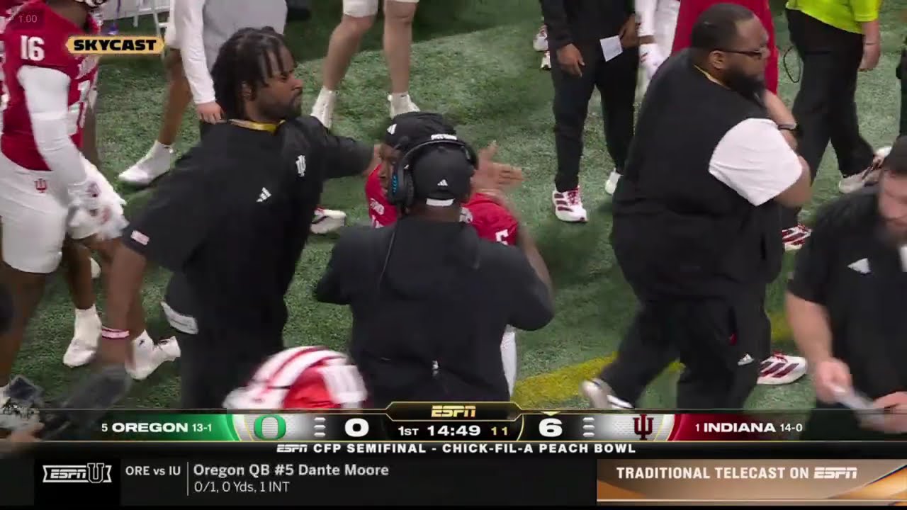 Indiana vs Oregon 2026 Peach Bowl 1st half SKYCAM
