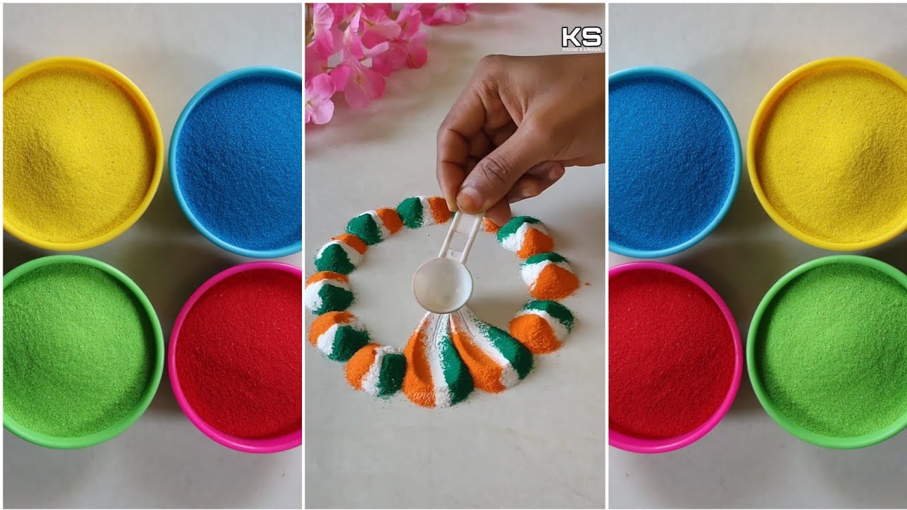 Republic Day Special Rangoli |Easy- Easy रंगोली ही बनाती हूँ सिर्फ आपके लिए |😛