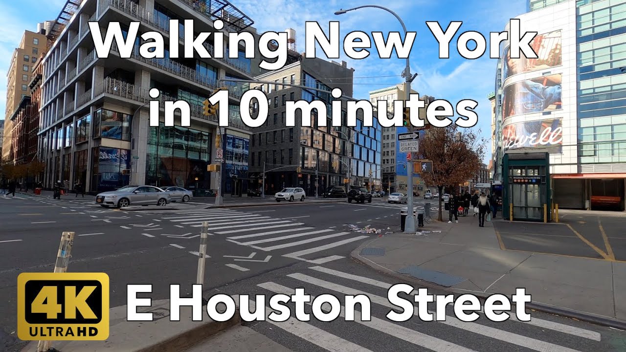 【4K】Walking New York #128 | East Houston Street | From 1st Ave to Broadway | Downtown Manhattan