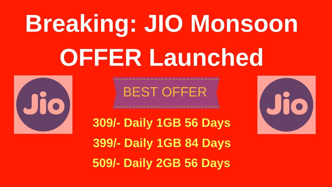 JIO Breaking: JIO Monsoon OFFER Launched Free 4G Data Again For 3 Months