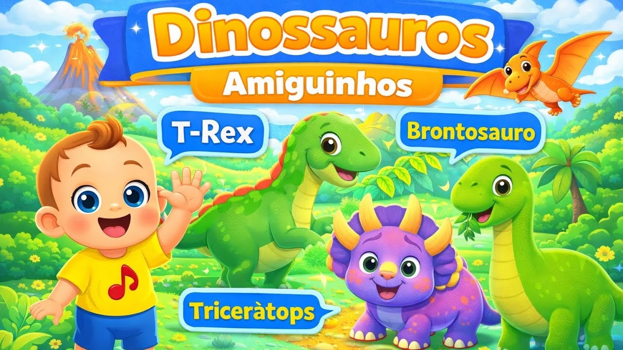 Dinossauros Amiguinhos | Música Infantil Educativa para Bebês | Baby e Music Kids