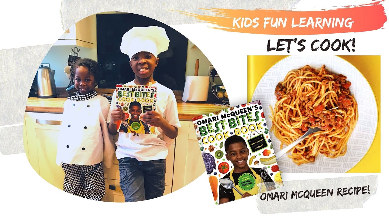 Kids Cooking Vegan Lentil Bolognese from Omari McQueen's Best Bites Cookbook!
