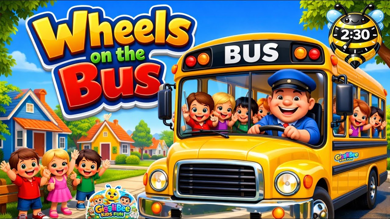 Wheels on the Bus 🚌 Song for Kids | 3D Cartoon Nursery Rhyme for Toddlers