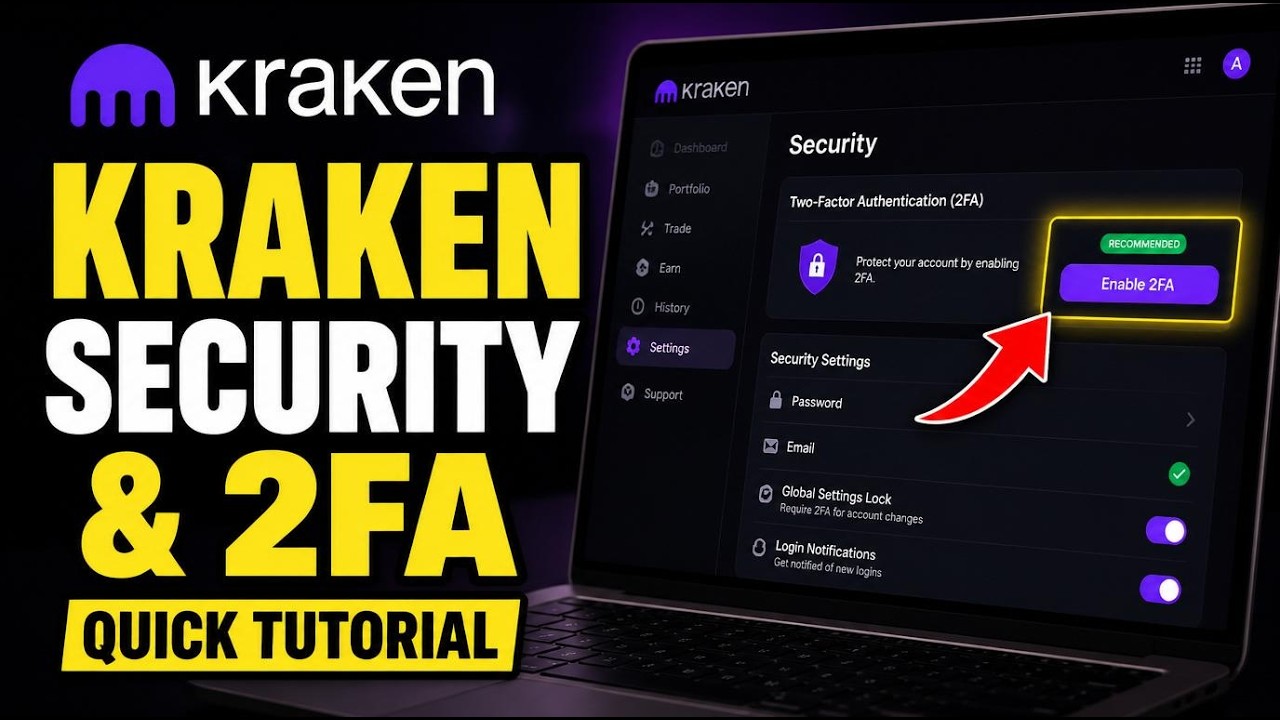 How to enable Kraken security settings and 2FA - Quick Tutorial