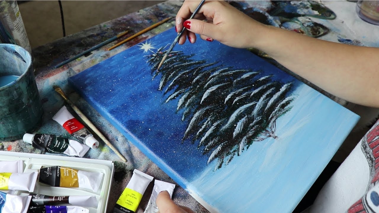 ASMR Christmas Tree Painting ~ Rough Painting Sounds