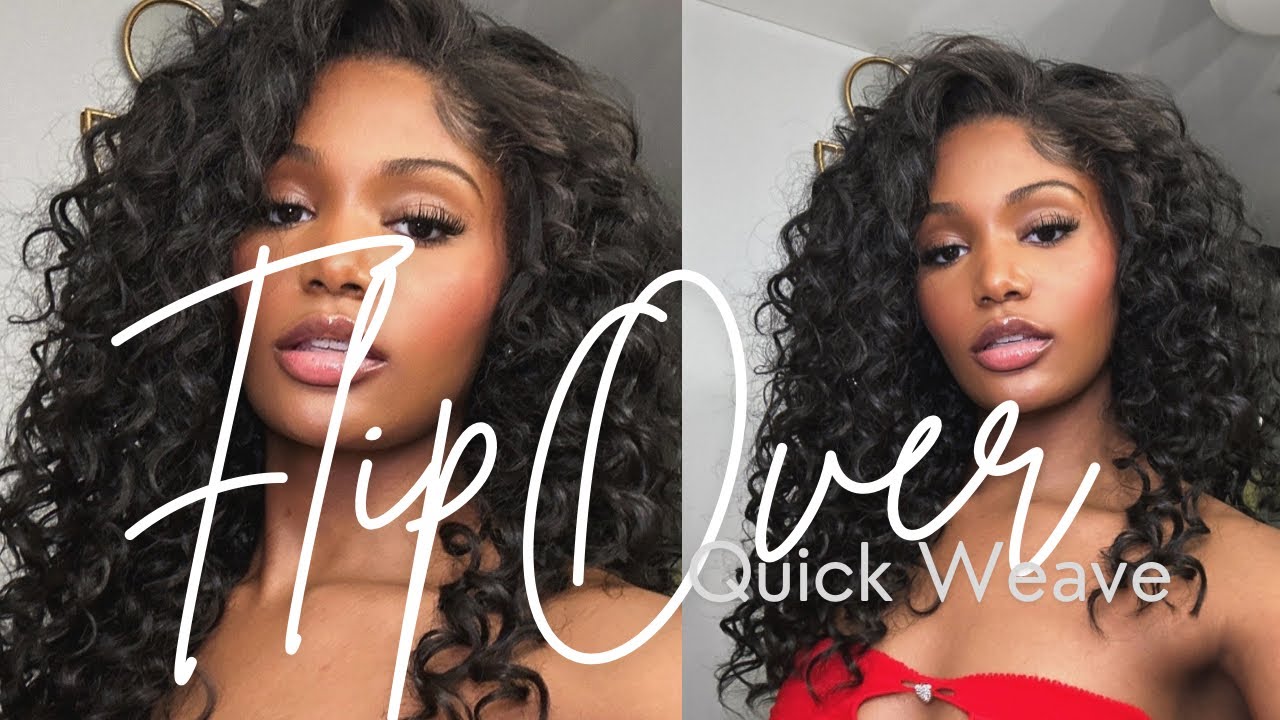 HOW TO: CURLY FLIPOVER QUICKWEAVE /Curly Cut /EASY/ Blending Leavout/ ft. Organique Hawaiian curl🤍