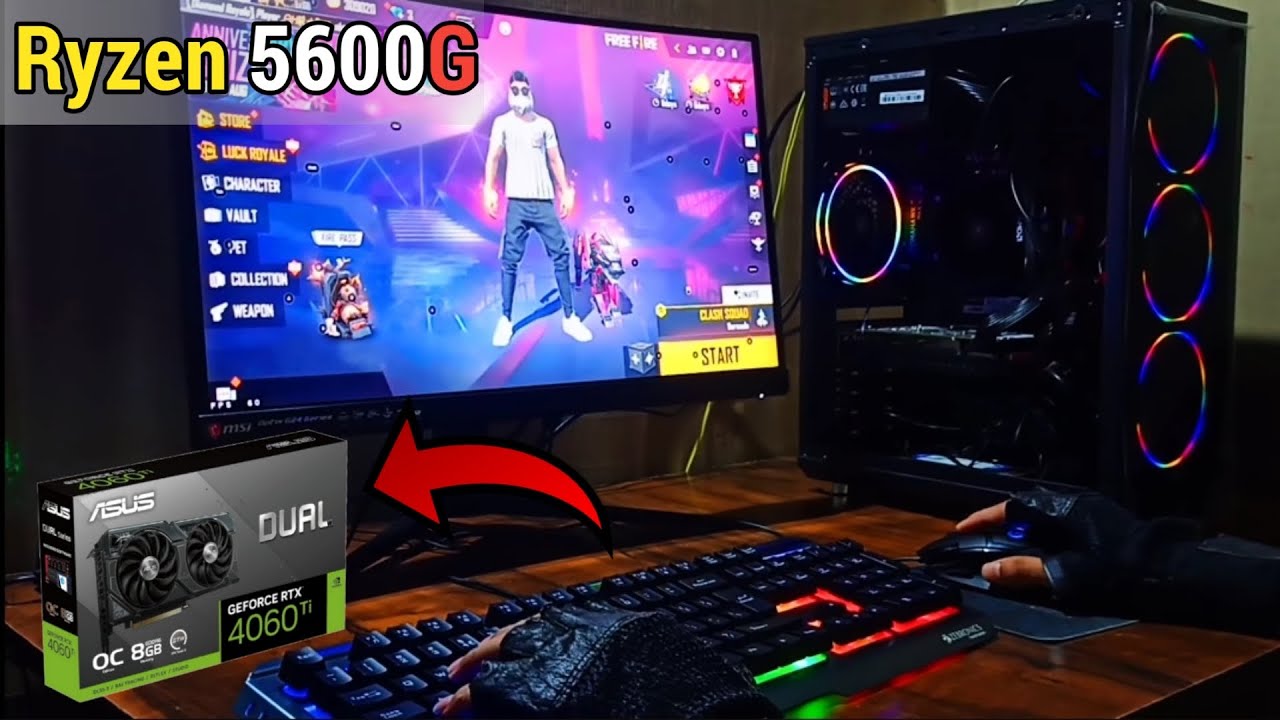 ₹50000 full PC setup ryzen 5600g rtx 3060ti antsport RGB budget 🖥 for freefire GTA5 minecraft gaming