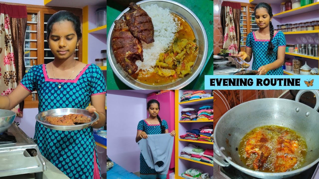 Evening Routine!! ரொம்ப நாள் கழிச்சு மீன் சமச்சி சாப்டோம் || Fish Fry & Sambar Rice || Kanmani Veedu