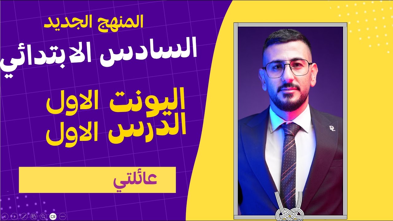 انكليزي السادس ابتدائي المنهج الجديد/ اليونت الاول الدرس الاول/ عائلتي/ الاستاذ طه حسين