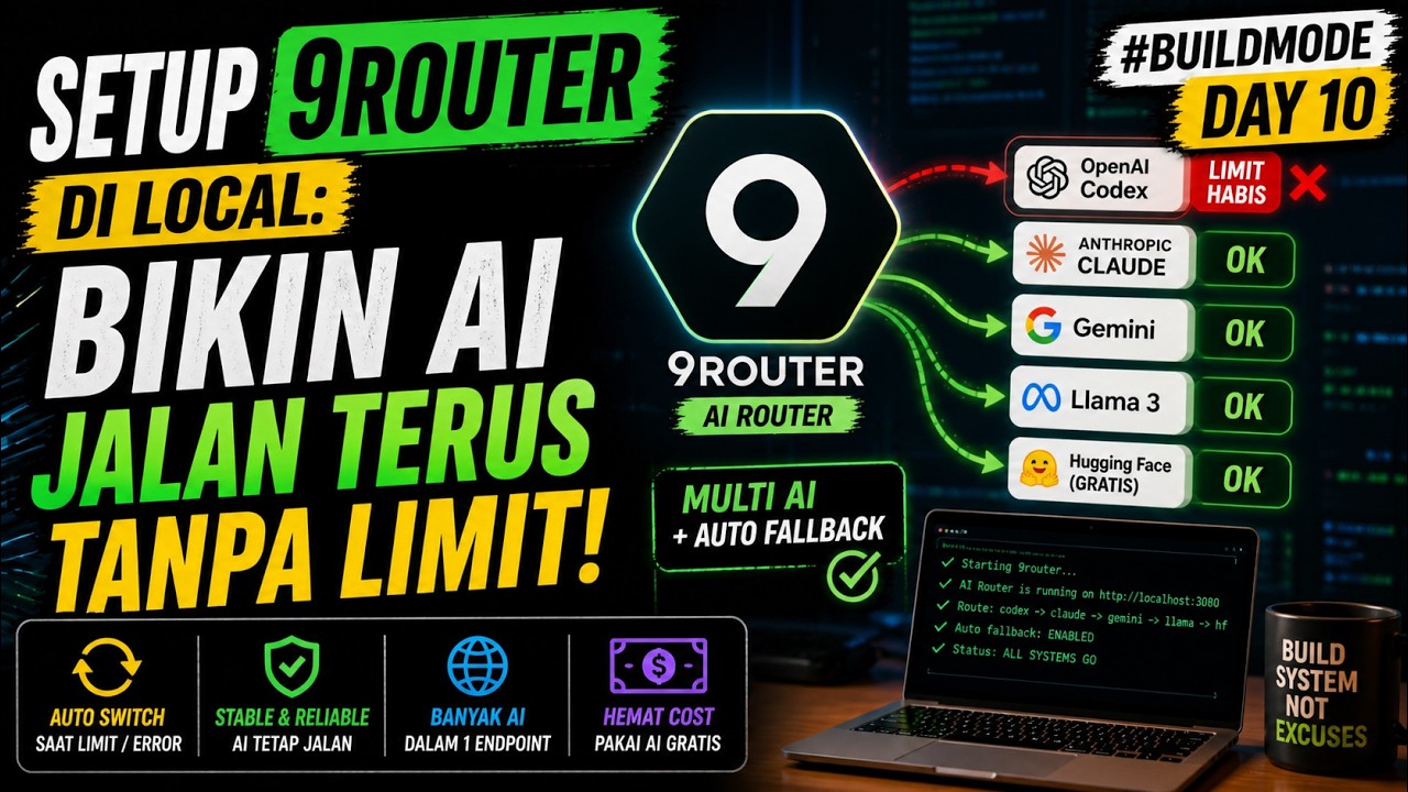 Setting up 9router locally allows AI to run continuously without limits (Multi AI + Auto Fallback...